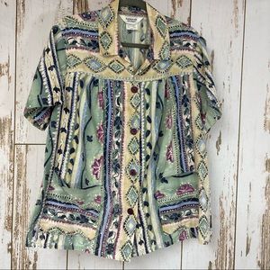 Improved Living, Vintage Button Up Blouse. Size Large. In good used condition!